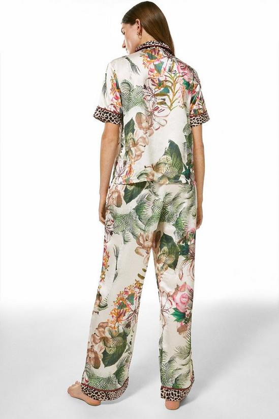 KarenMillen Vintage Floral Print Satin Nightwear Trouser 3