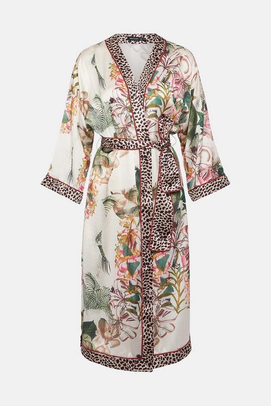 KarenMillen Vintage Floral Print Satin Nightwear Robe 4