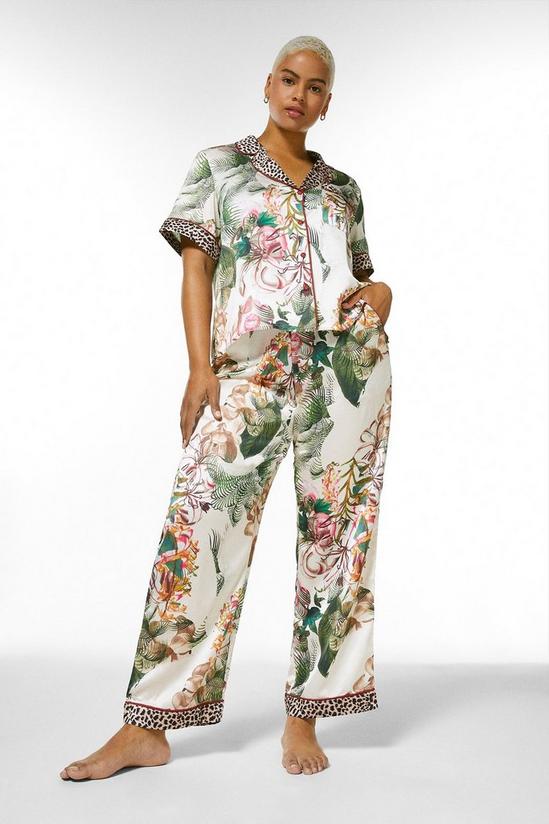 KarenMillen Curve Vintage Floral Satin Nightwear Trouser 1