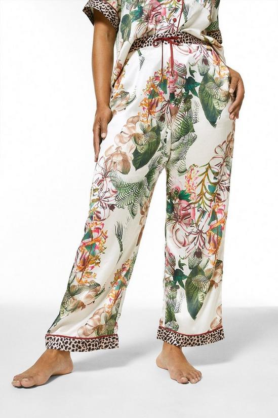 KarenMillen Curve Vintage Floral Satin Nightwear Trouser 2