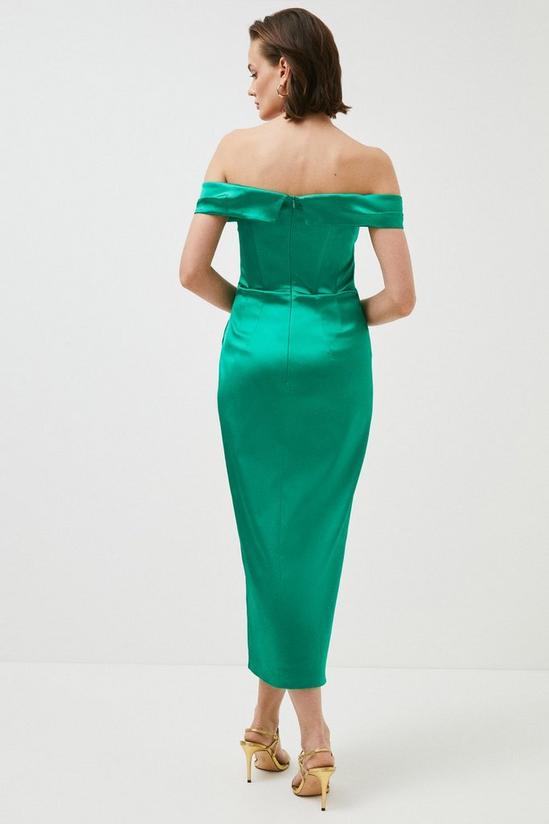 KarenMillen Italian Structured Satin Bardot Drape Midaxi Dress 3