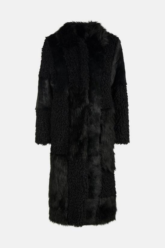 KarenMillen Patched Faux Fur Long Coat 4