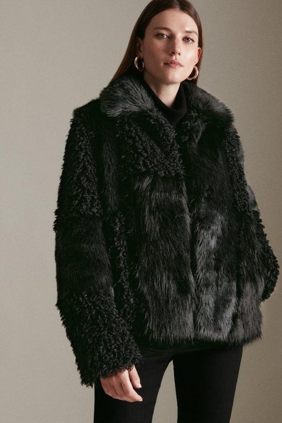 KarenMillen Patched Faux Fur Short Coat 1