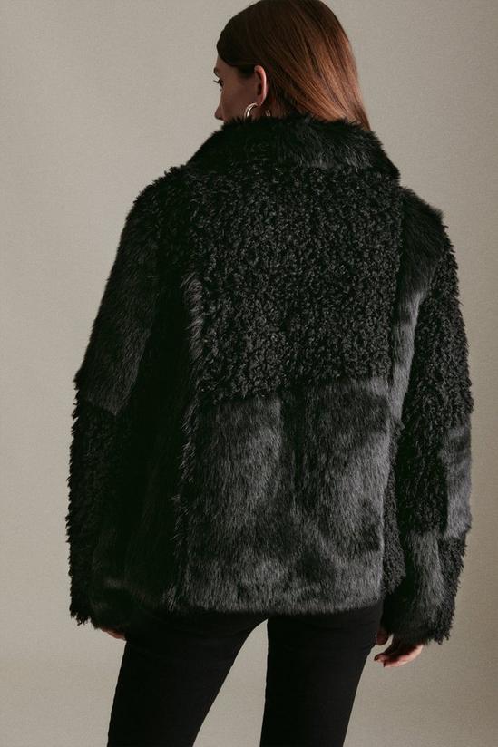 KarenMillen Patched Faux Fur Short Coat 3