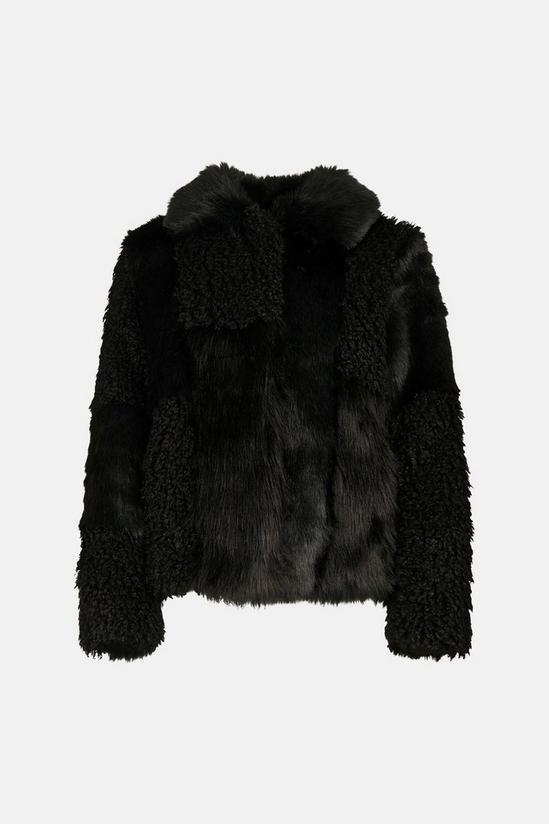 KarenMillen Patched Faux Fur Short Coat 4