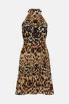 KarenMillen Printed Belted Shirred Halter Woven Mini Dress thumbnail 4