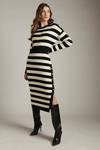 KarenMillen Wool Blend Striped Knitted Midi Dress thumbnail 1