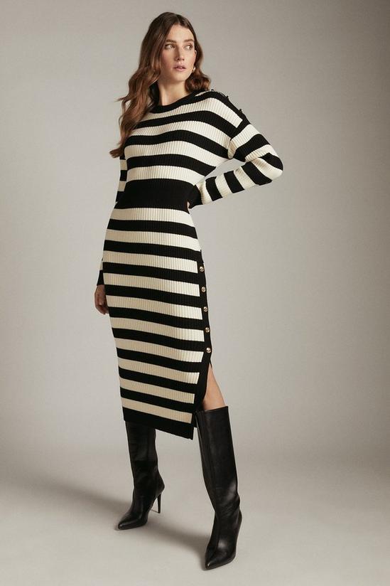 KarenMillen Wool Blend Striped Knitted Midi Dress 1