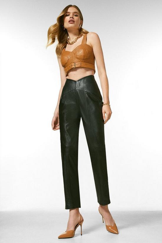 KarenMillen Leather Dipped Waist Slim Fit Trousers 1