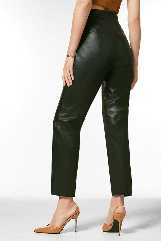 KarenMillen Leather Dipped Waist Slim Fit Trousers 3