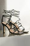KarenMillen Tie Ankle Strappy Leather Heeled Sandal thumbnail 3