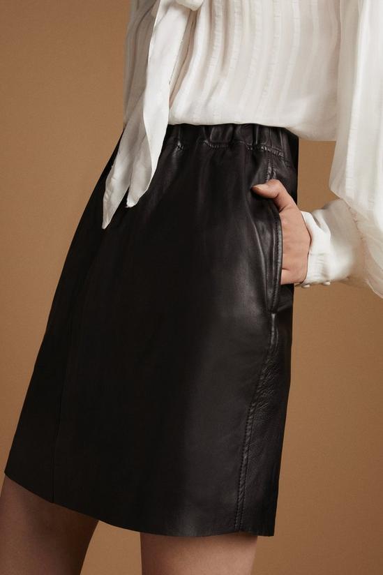 KarenMillen Leather Elasticated Waist Mini Skirt 3