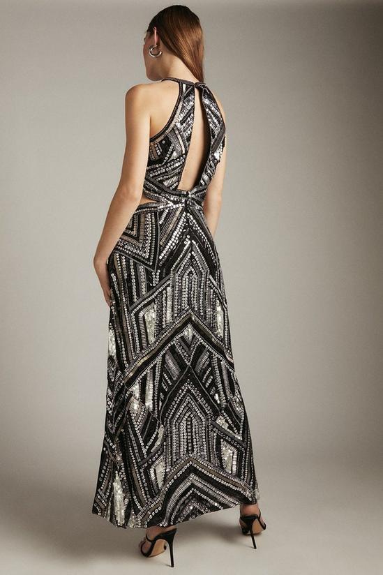 KarenMillen Premium Beaded and Embellished Maxi Split Dress 3