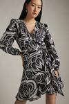 KarenMillen Batik Long Sleeve Woven Wrap Dress thumbnail 1