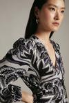 KarenMillen Batik Long Sleeve Woven Wrap Dress thumbnail 2