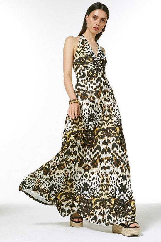 KarenMillen Leopard Print Twist Waist Jersey Maxi Dress 2