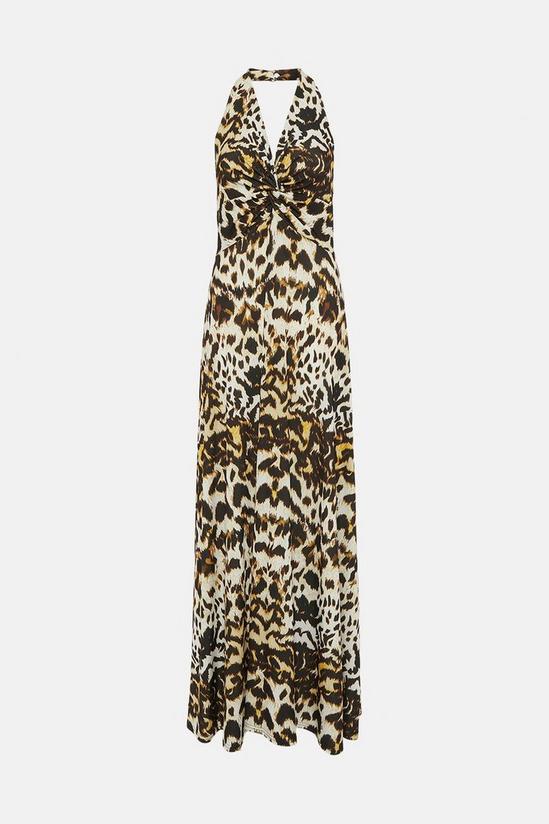KarenMillen Leopard Print Twist Waist Jersey Maxi Dress 4