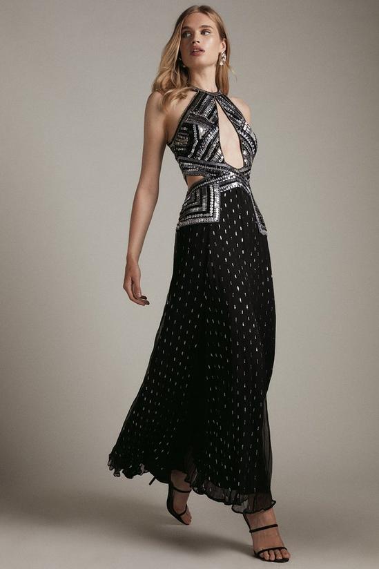 KarenMillen Premium Beaded & Embellished Drama Maxi Dress 1