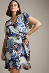 KarenMillen Plus Size 70s Floral Short Woven Wrap Dress thumbnail 1