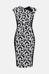 KarenMillen Geometric Printed Cotton Sateen Pencil Midi Dress thumbnail 4