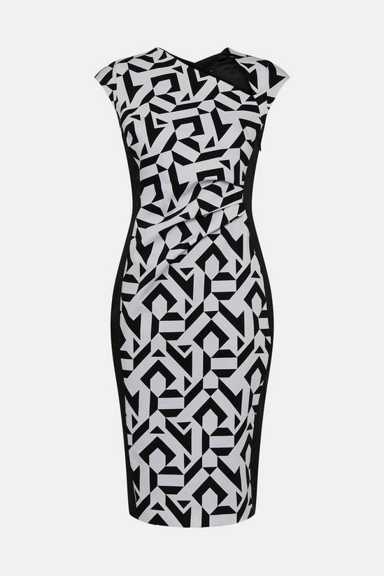 KarenMillen Geometric Printed Cotton Sateen Pencil Midi Dress 4