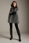 KarenMillen All Over Geo Jacquard Knitted Military Cape thumbnail 1
