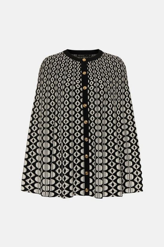 KarenMillen All Over Geo Jacquard Knitted Military Cape 4