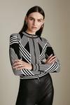 KarenMillen Abstract Jacquard Knitted Bomber Jacket thumbnail 1