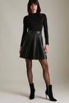 KarenMillen Viscose Blend Knitted Skater Dress With Pu Mini Detailing thumbnail 1