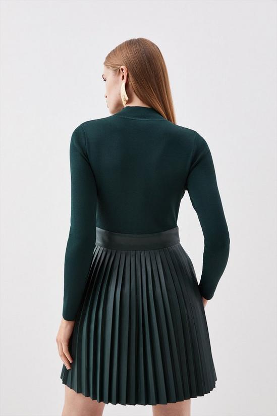KarenMillen Viscose Blend Knitted Skater Dress With Pu Mini Detailing 3