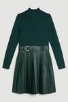 KarenMillen Viscose Blend Knitted Skater Dress With Pu Mini Detailing thumbnail 4
