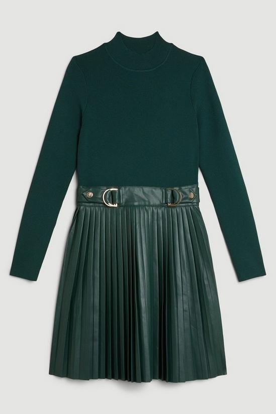 KarenMillen Viscose Blend Knitted Skater Dress With Pu Mini Detailing 4