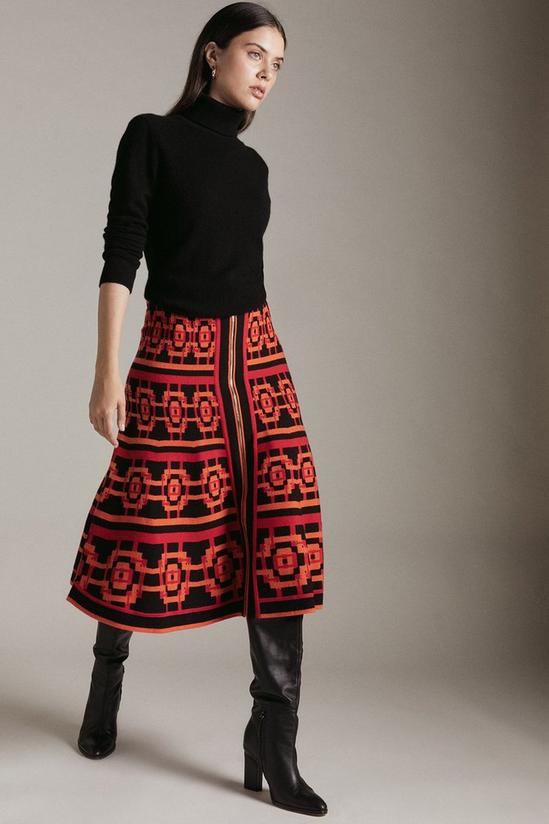 KarenMillen Abstract Jacquard Knitted Midi Skirt 1