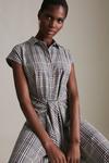 KarenMillen Tailored Check Collared Asymmetric Shirt Dress thumbnail 2