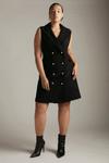 KarenMillen Plus Size Frayed Edged Textured Collared Mini Dress thumbnail 1