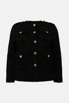 KarenMillen Plus Size Frayed Edged Textured Military Jacket thumbnail 4