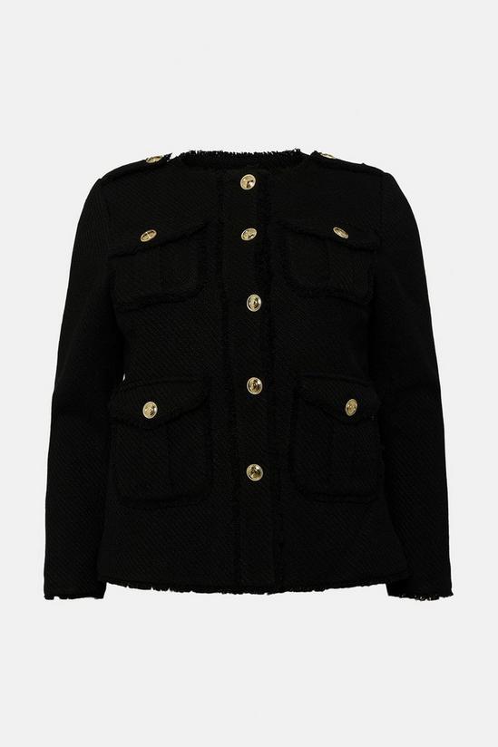 KarenMillen Plus Size Frayed Edged Textured Military Jacket 4