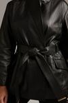 KarenMillen Plus Size Leather Notch Neck Short Coat thumbnail 2