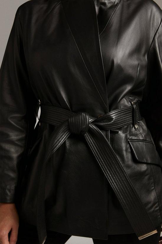 KarenMillen Plus Size Leather Notch Neck Short Coat 2