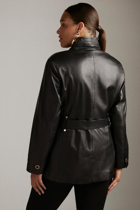 KarenMillen Plus Size Leather Notch Neck Short Coat 3