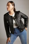 KarenMillen Plus Size Leather Quilted Trophy Jacket thumbnail 1