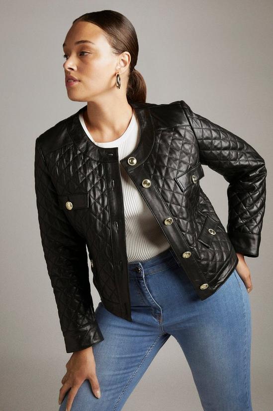 KarenMillen Plus Size Leather Quilted Trophy Jacket 1