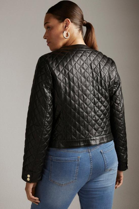 KarenMillen Plus Size Leather Quilted Trophy Jacket 3