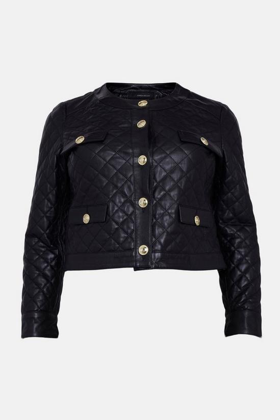 KarenMillen Plus Size Leather Quilted Trophy Jacket 4