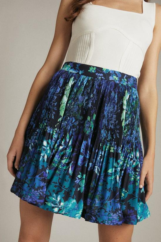KarenMillen Floral Pleat Drama Structured Woven Mini Skirt 2