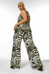 KarenMillen Plus Size Leopard Print Wide Leg Woven Jumpsuit thumbnail 4