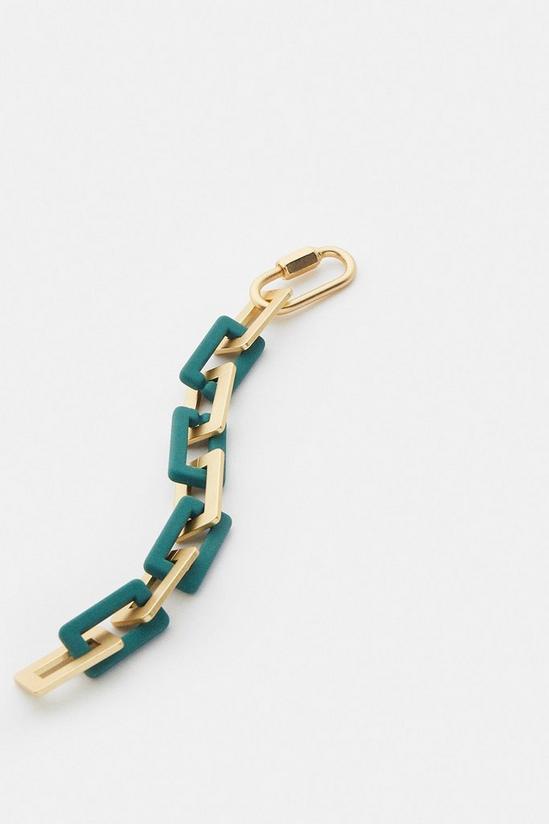 KarenMillen Gold Plated Coloured Square Link Bracelet 3