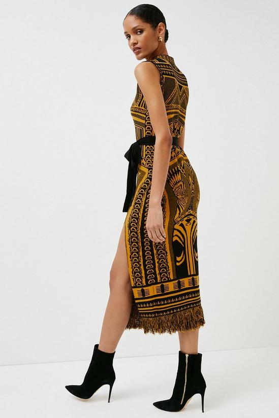 KarenMillen Abstract Print Belted Knit Midi Dress 5