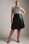 KarenMillen Plus Size Leather Pleated Kilt Midi Skirt thumbnail 1