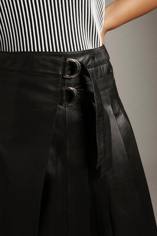 KarenMillen Plus Size Leather Pleated Kilt Midi Skirt 2